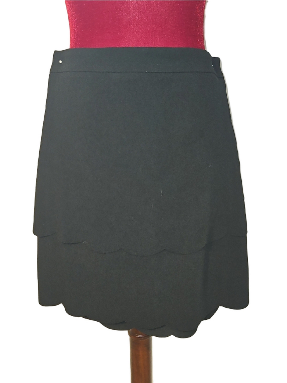 Loft Black Layered Scalloped Hem Skirt Size 4